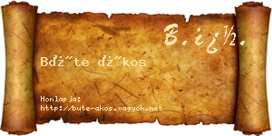 Büte Ákos névjegykártya